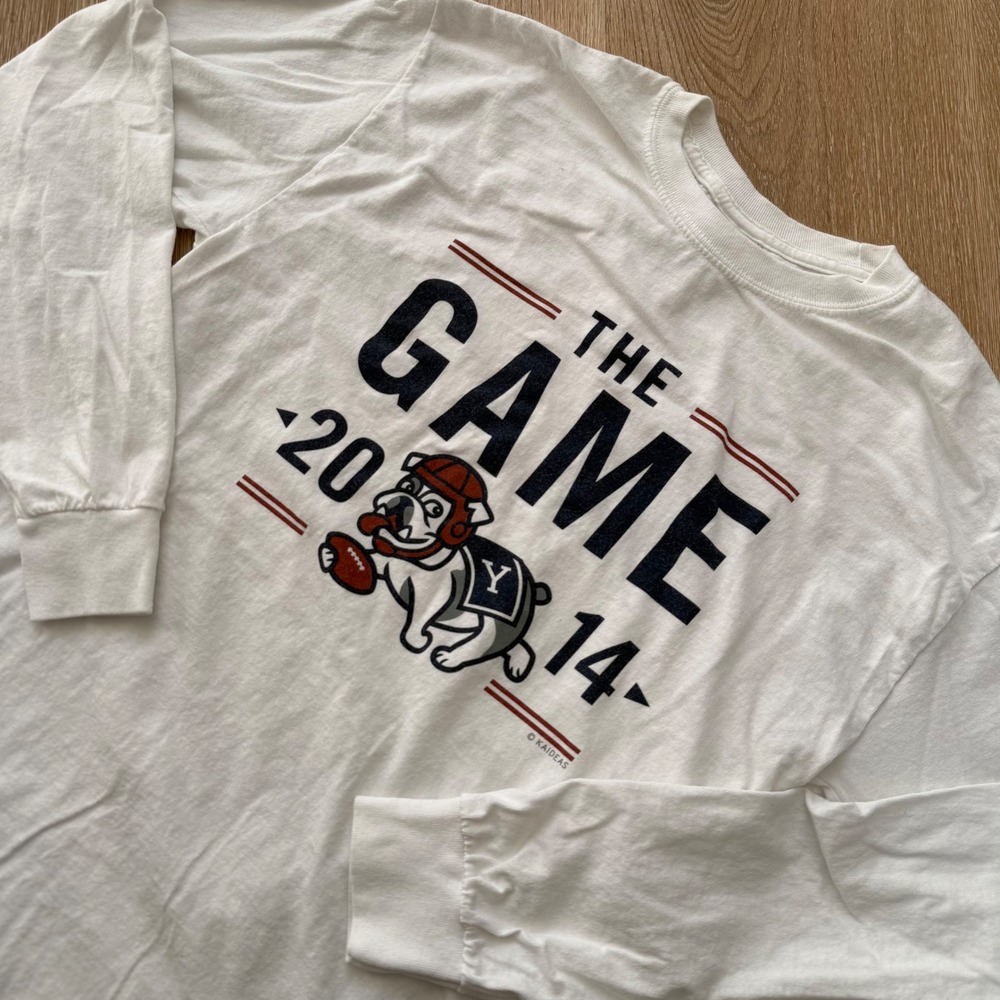Gildan Yale Harvard The Game 2014 Long Sleeve T-Shirt Mens‎ Medium White Bulldog
